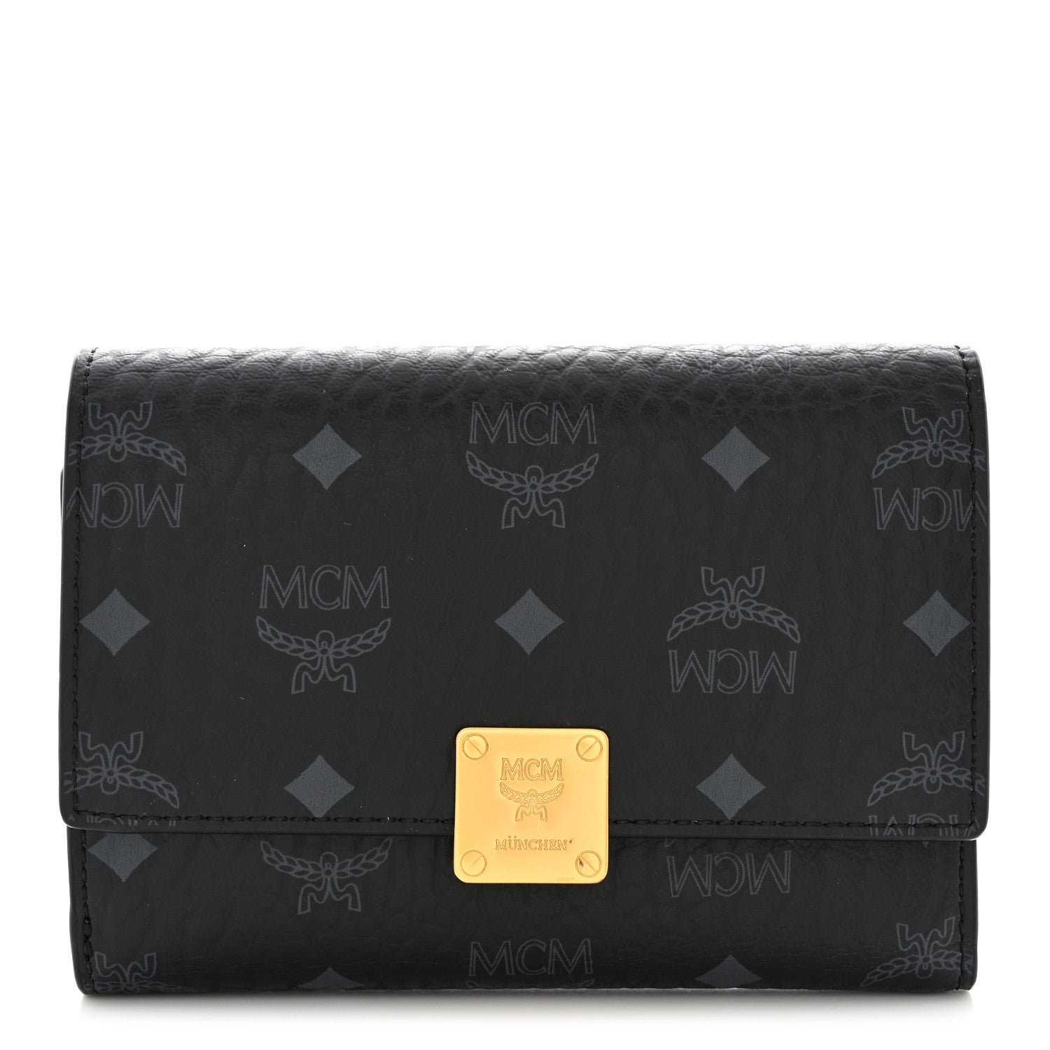 MCM Visetos Small Aren Trifold Wallet Black