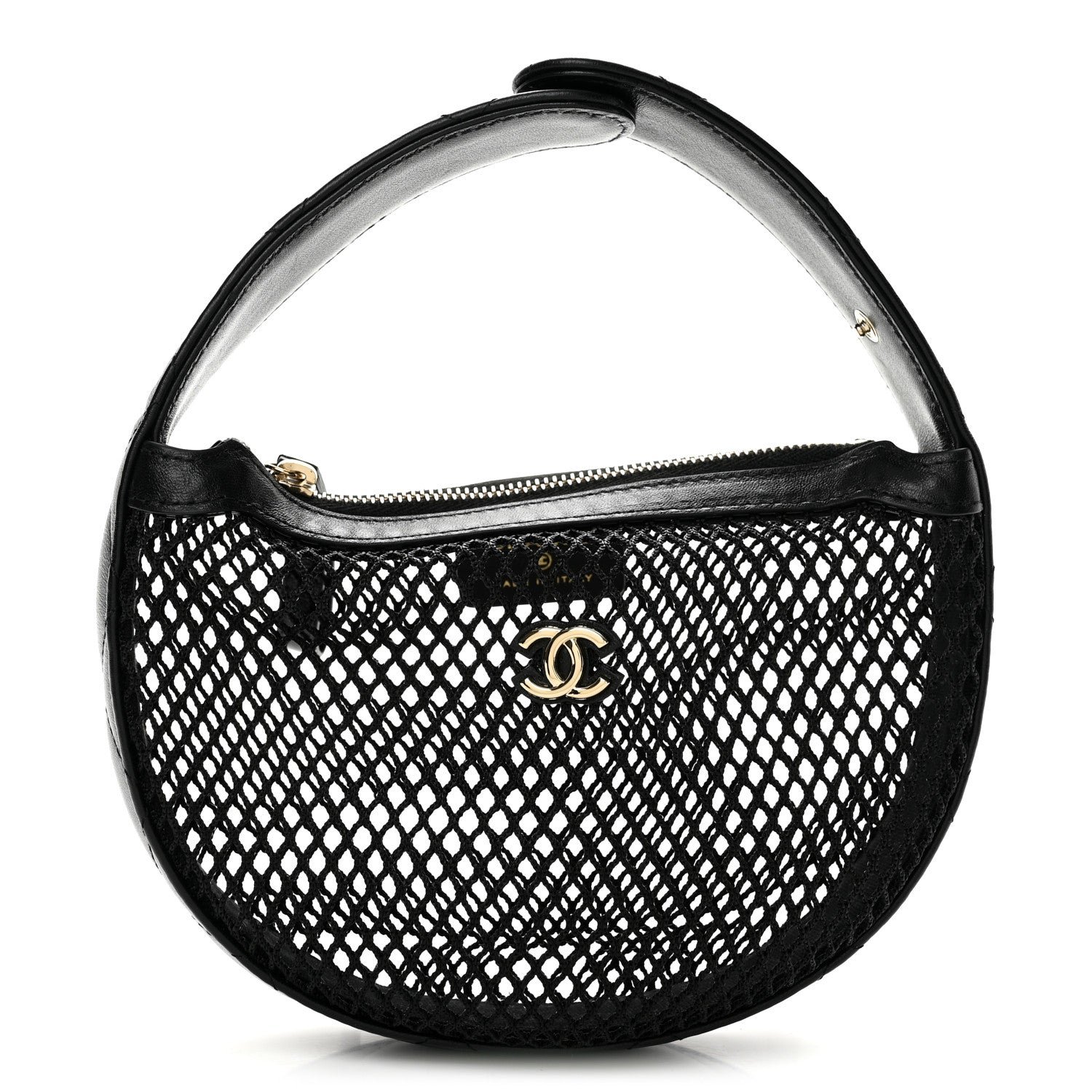 Chanel Mesh Shiny Lambskin Pouch Hobo Black