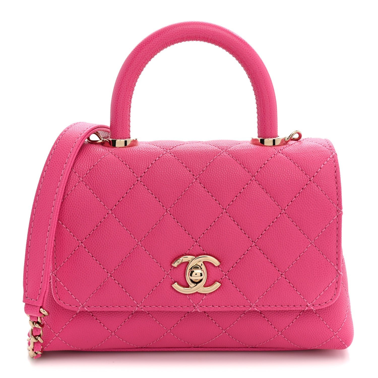Chanel Caviar Quilted Extra Mini Coco Handle Flap Pink