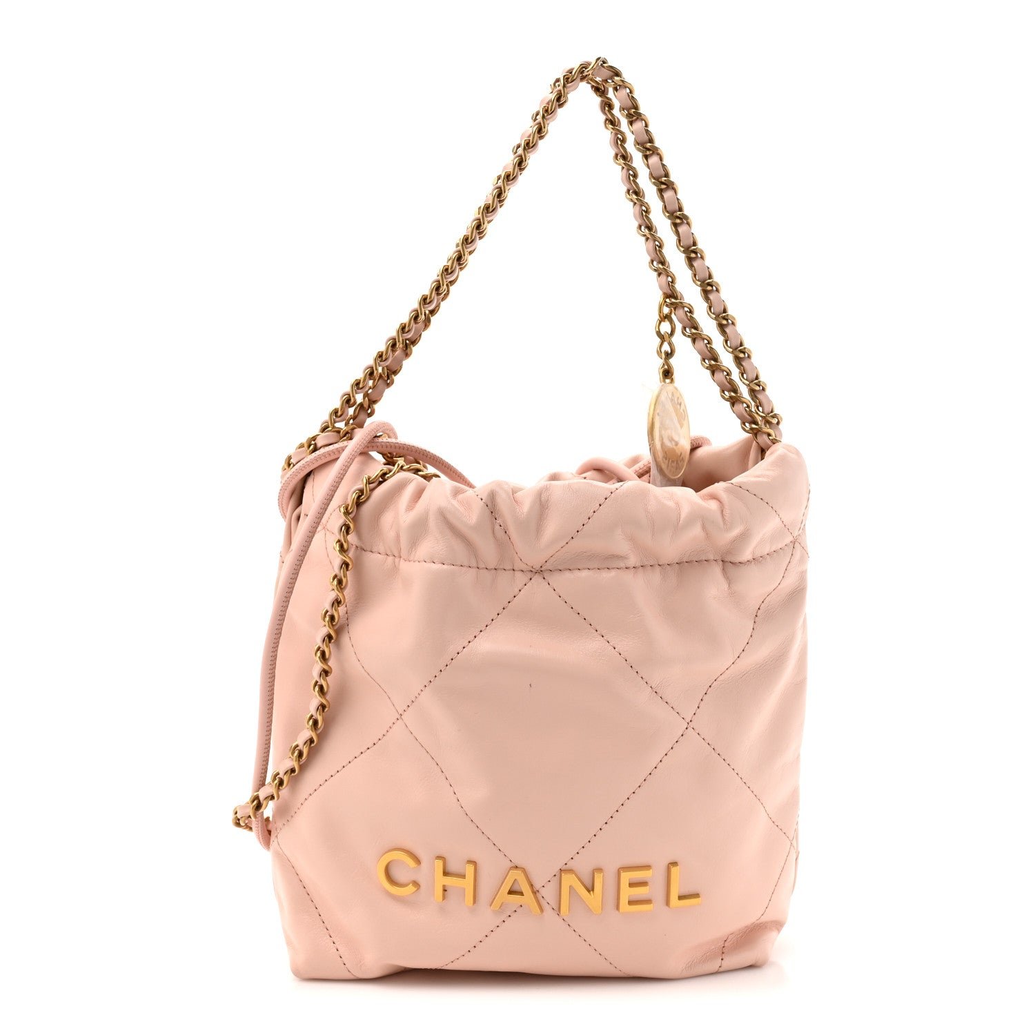 Chanel Shiny Calfskin Quilted Mini Chanel 22 Light Pink