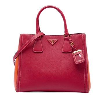 Bicolor Saffiano Leather Lux Satchel