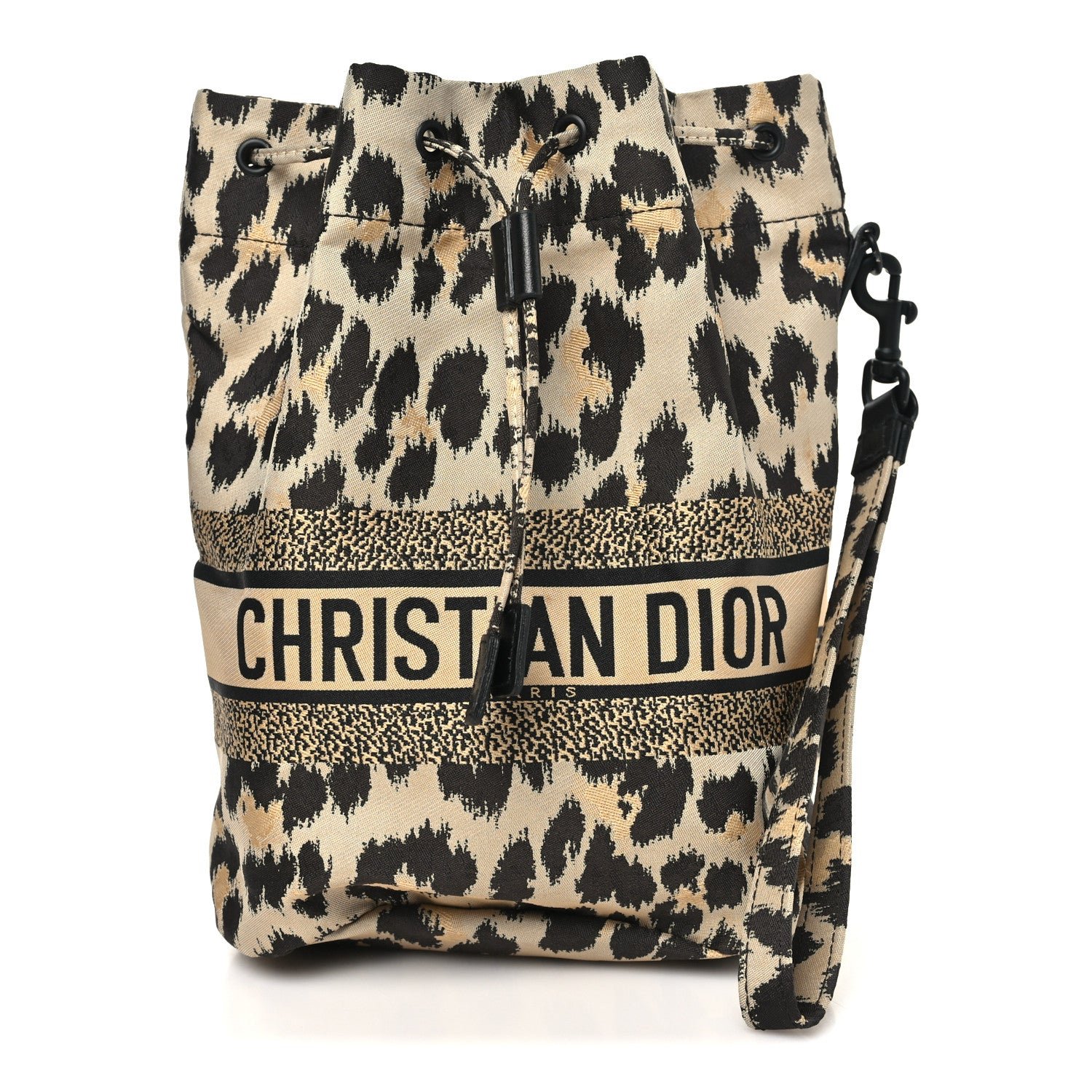 Christian Dior Canvas Mizza Embroidered Leopard DiorTravel Pouch Beige