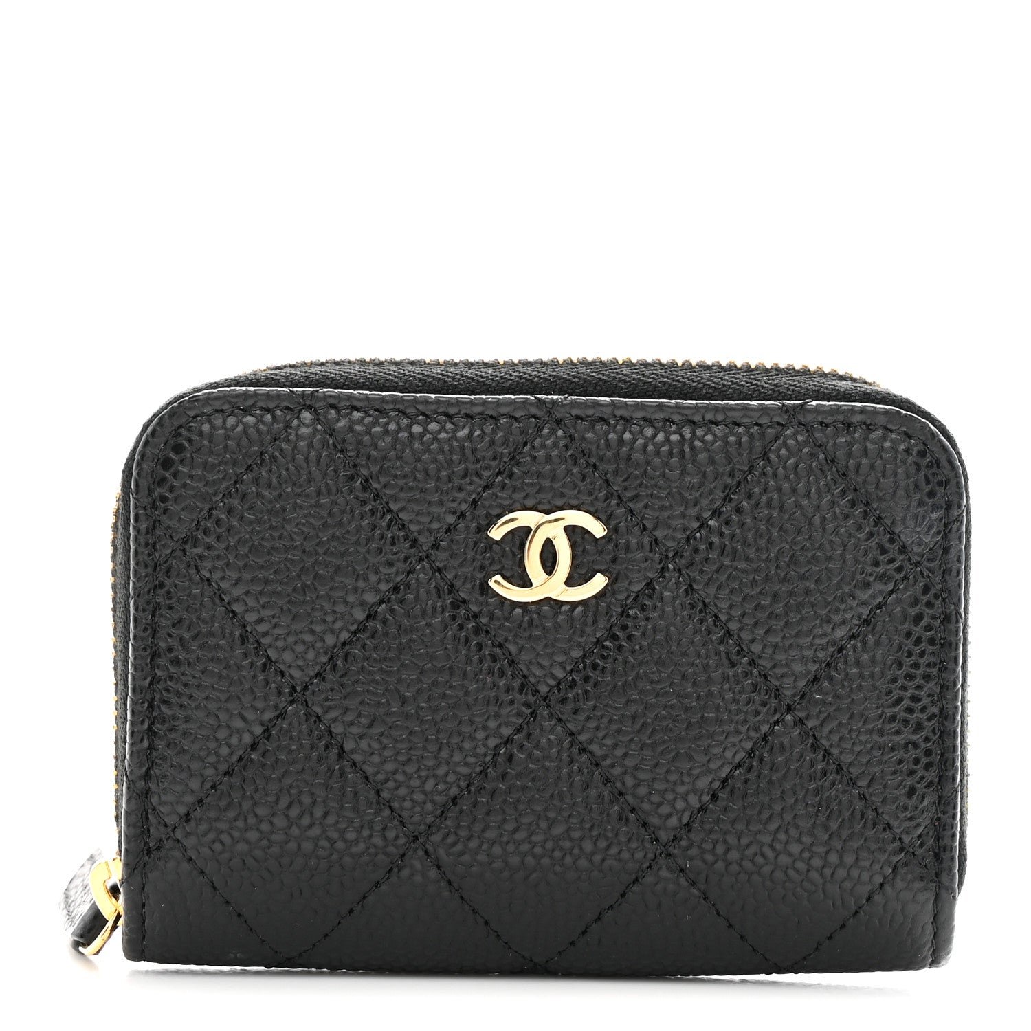 Chanel Chanel Caviar Quilted Zip Coin Purse Black