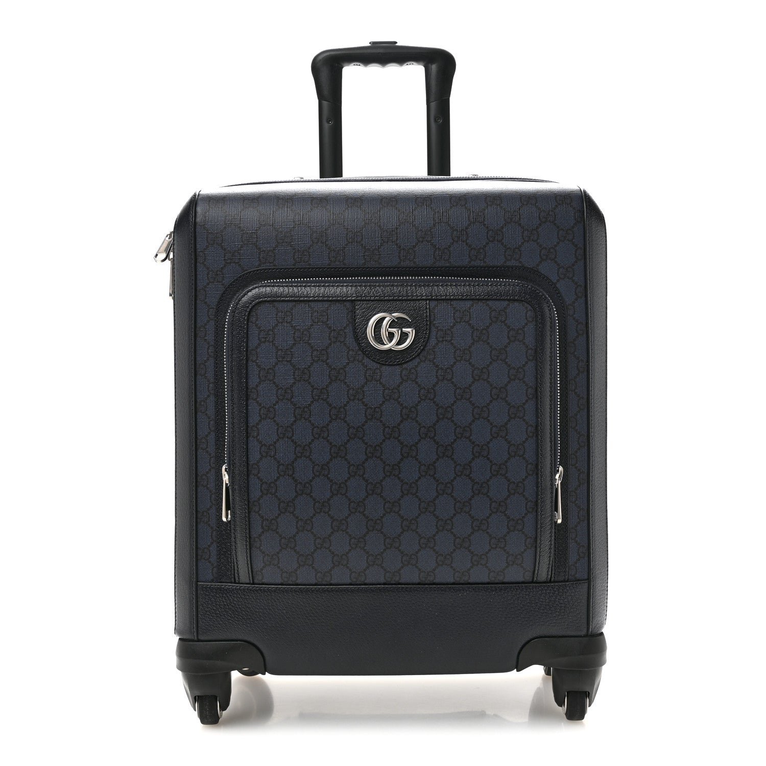 Gucci GG Supreme Monogram Textured Dollar Calfskin Web Ophidia Small Savoy Cabin Trolley Black Blue