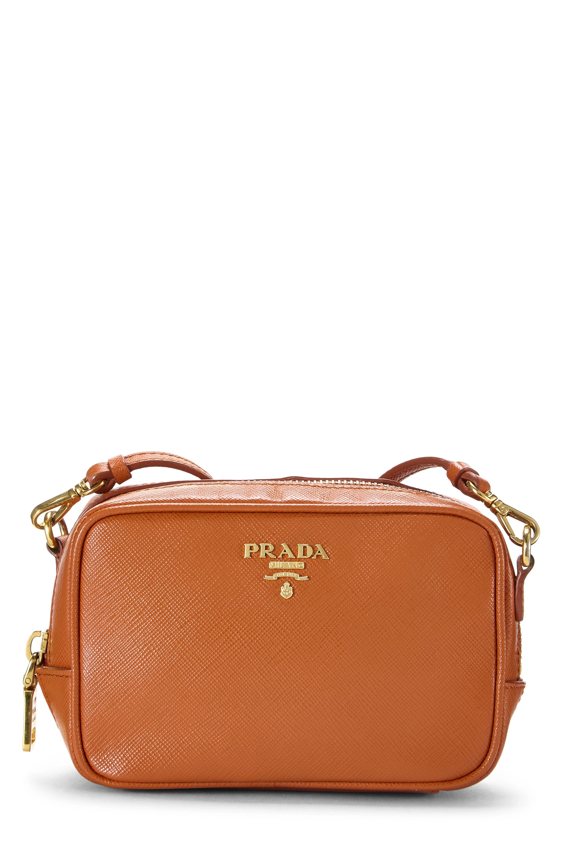 Orange Saffiano Leather Camera Bag Mini