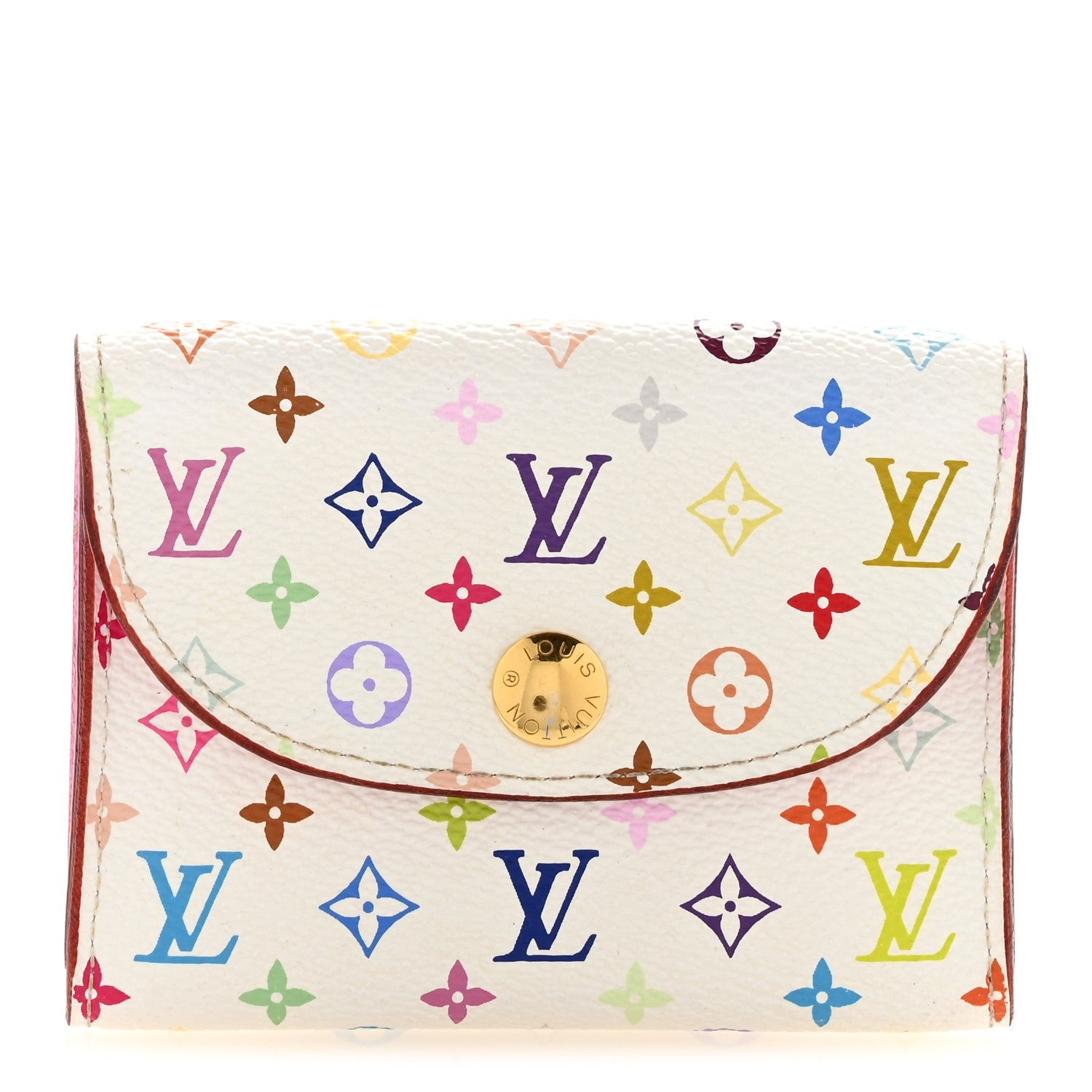 Louis Vuitton Monogram Multicolor Business Card Holder White Litchi
