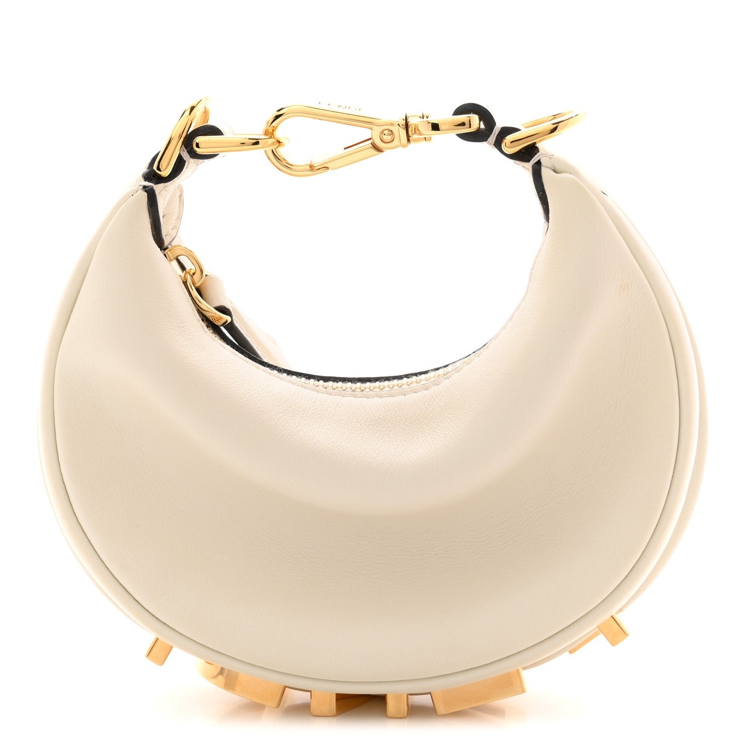 Fendi Vitello Grace Matte Nano Fendigraphy Hobo Charm White Ice