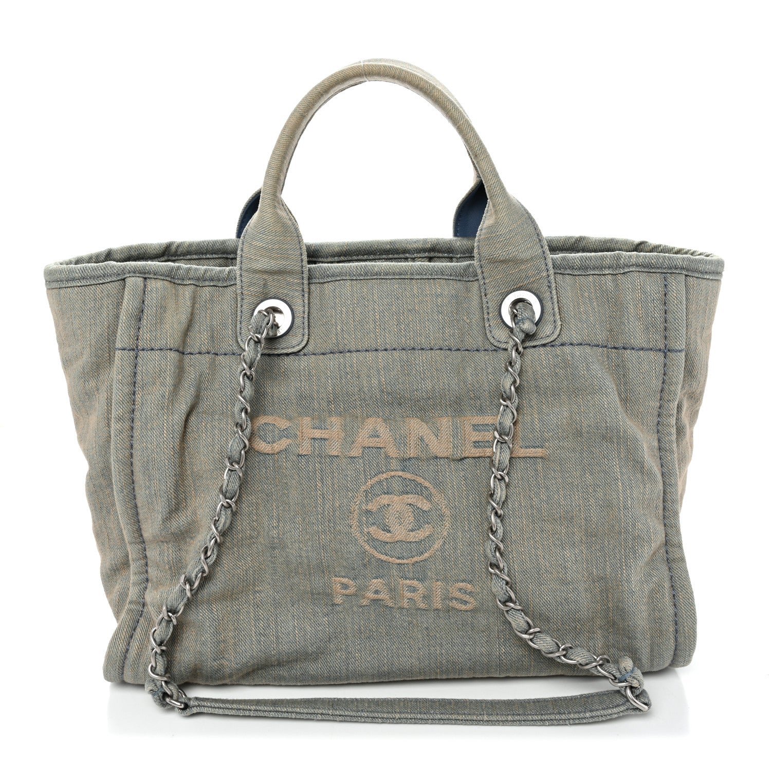 Chanel Denim Small Deauville Tote Light Blue