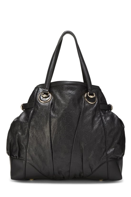 Black Leather Guccissima Tote