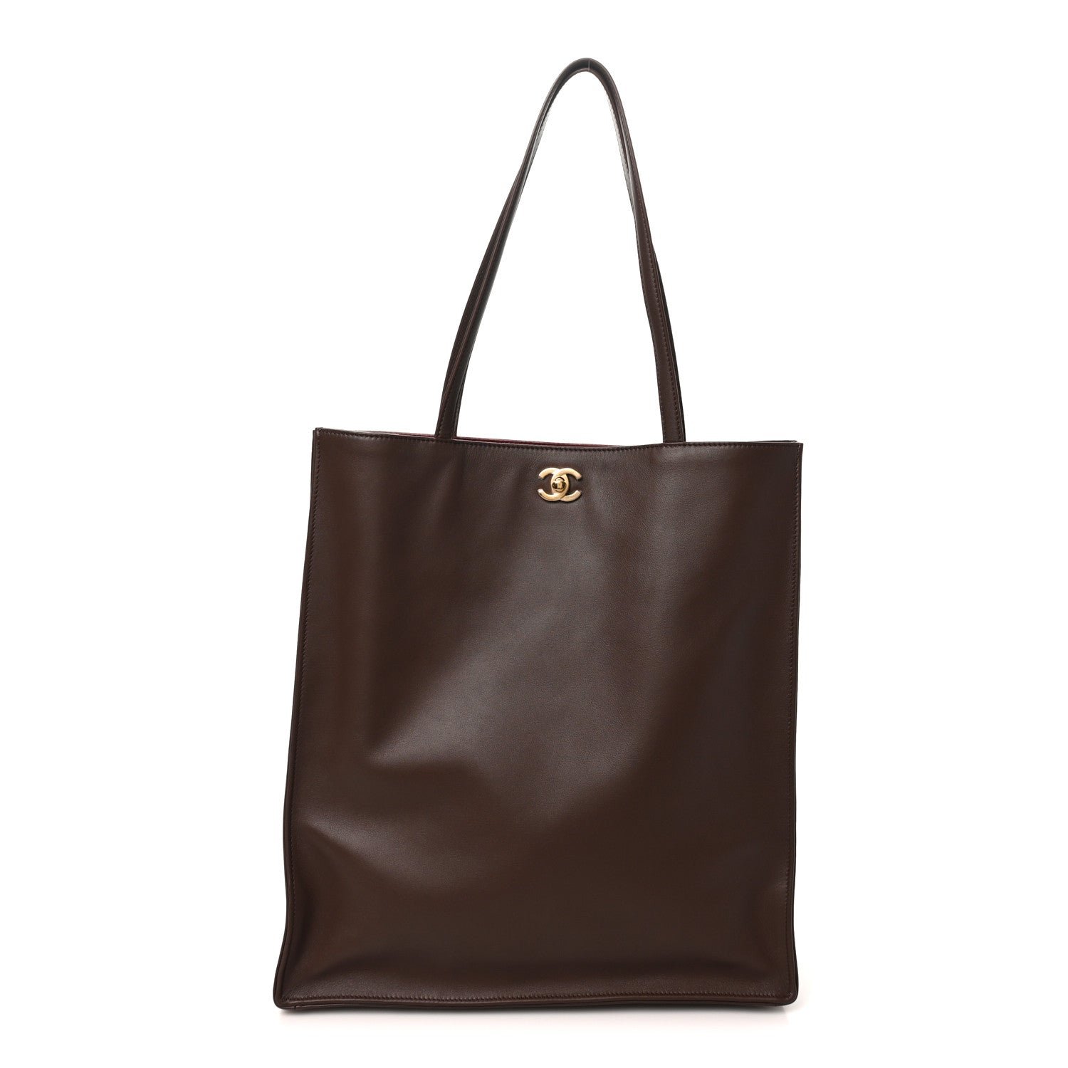 Chanel Calfskin Shopping Bag Dark Brown