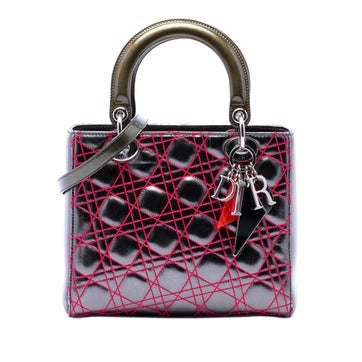 Lambskin Anselm Reyle Medium Metallic Lambskin Cannage Lady Dior