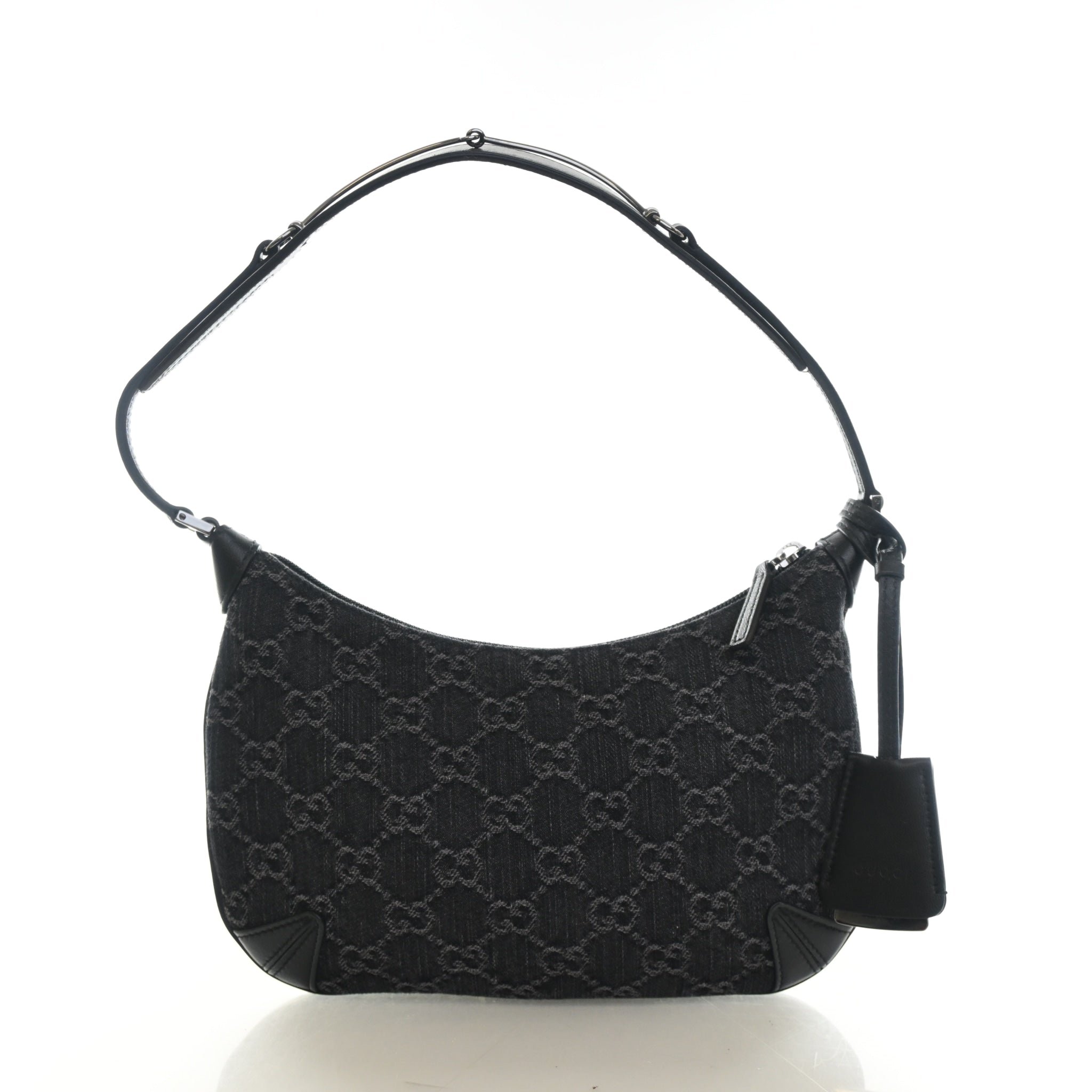 Gucci Small GG Denim Horsebit Slim Shoulder Bag
