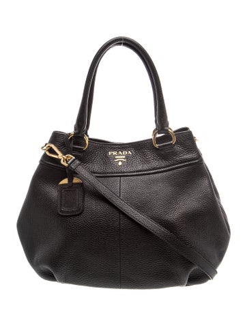 Vitello Daino Leather Black Vitello Daino Leather Tote Bag Small