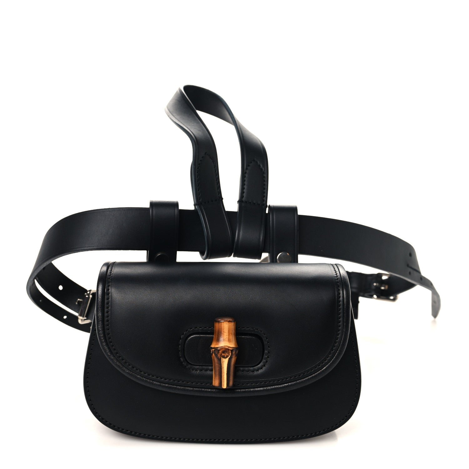 Gucci Calfskin Bamboo Mini 1947 Belt Bag 85 34  Black