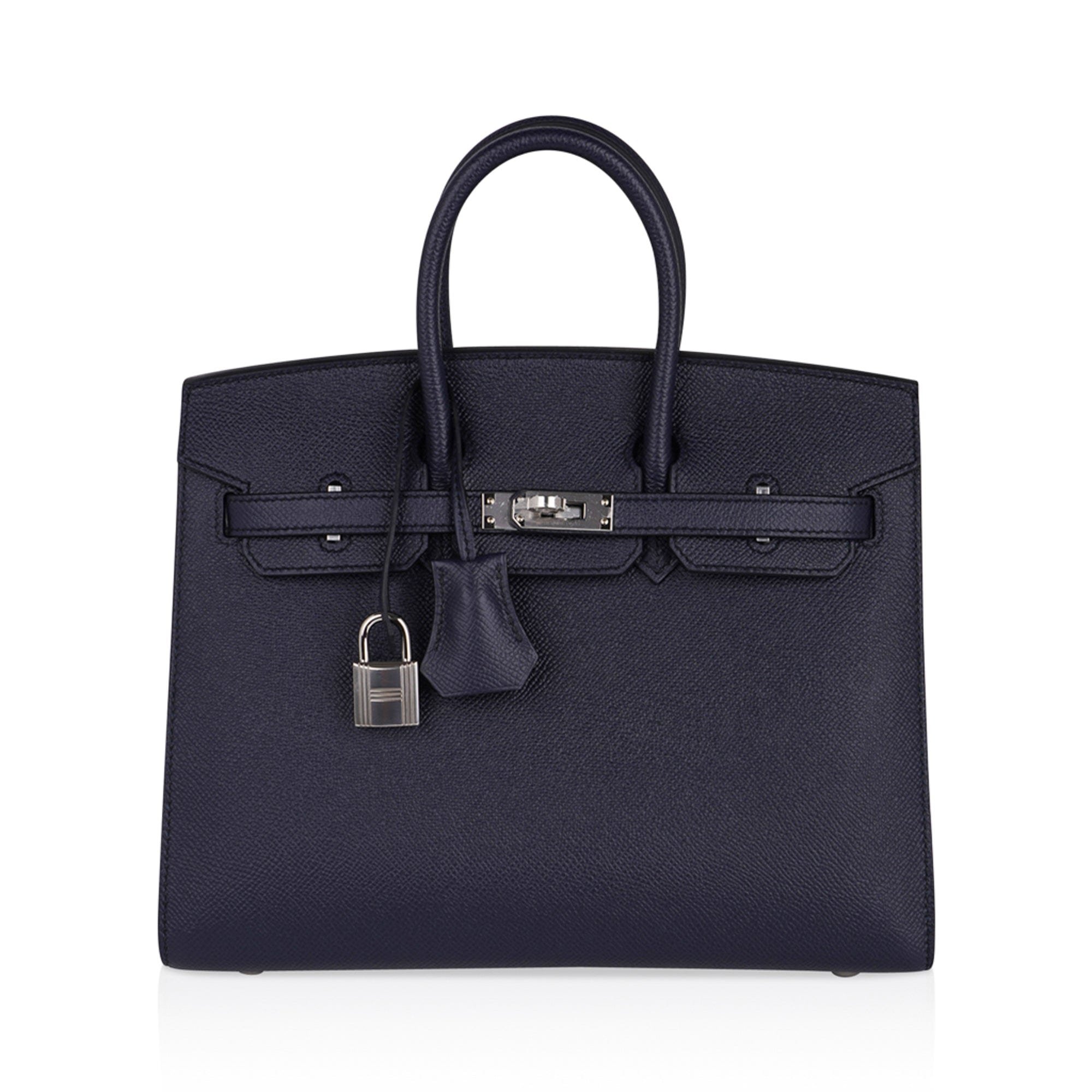Hermes Hermes Birkin Sellier 25 Bag Blue Indigo Epsom Leather with Palladium Hardware