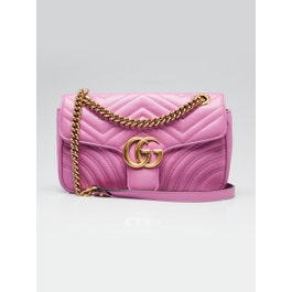 Gucci Purple Quilted Leather Marmont Small Shoulder Bag