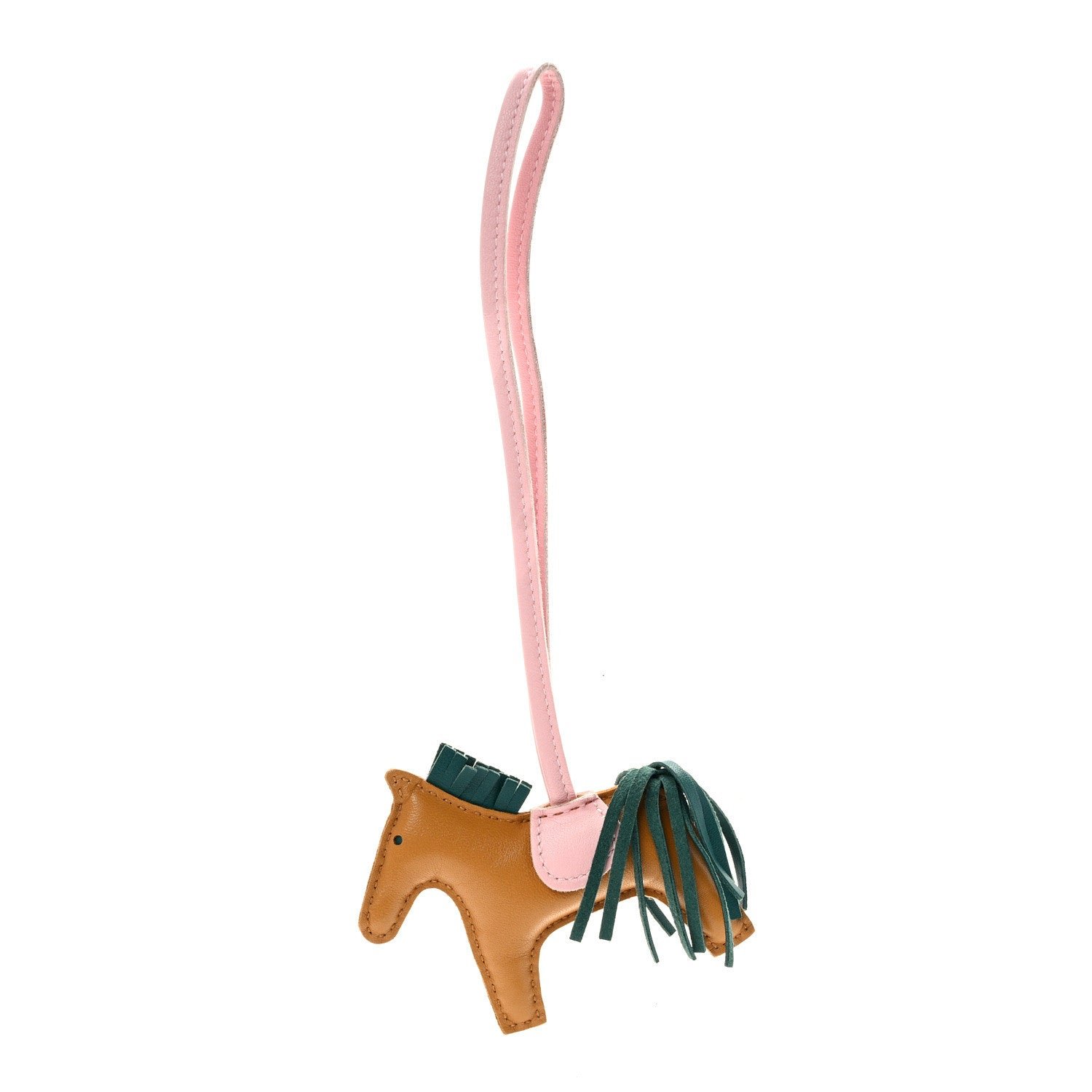 Hermes Milo Lambskin Grigri Rodeo Horse Bag Charm PM Sesame Malachite Rose Sakura