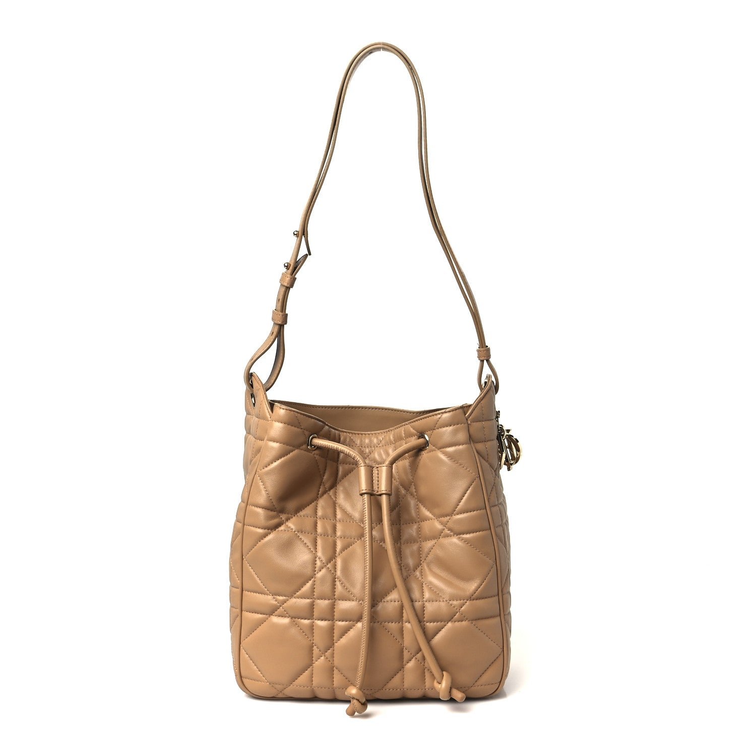 Christian Dior Calfskin Macrocannage Medium D-Motion Bag Light Gold
