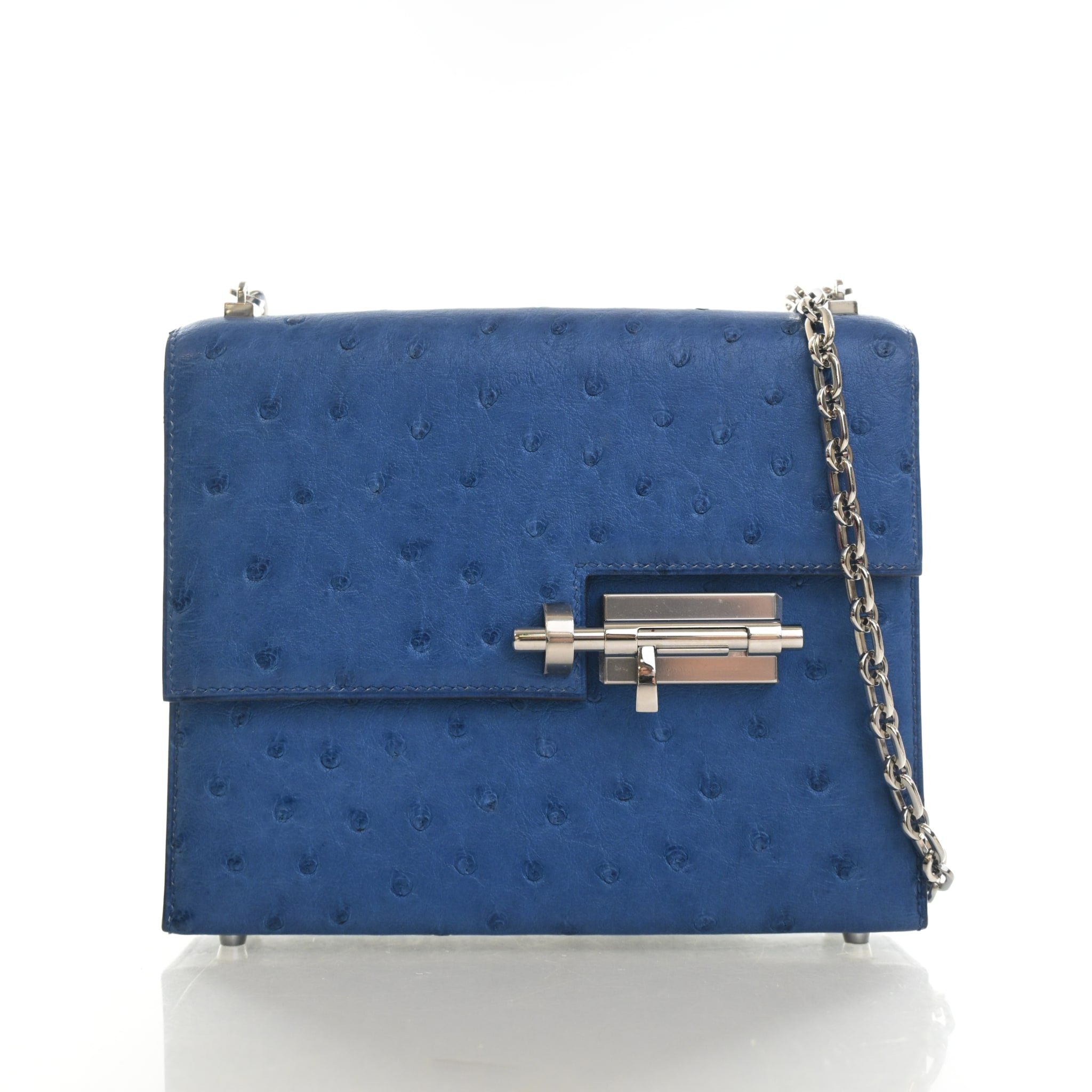 Hermes Bleuet Ostrich Mini Verrou Chain
