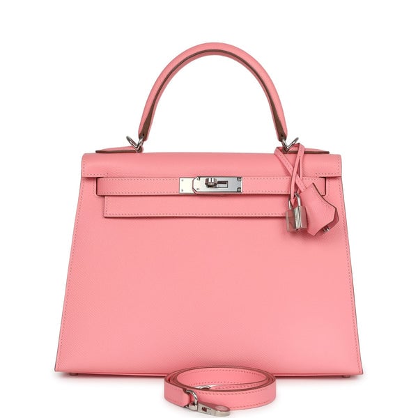 Hermes Pre-owned Hermes Kelly Sellier 28 Rose Confetti Epsom Palladium Hardware