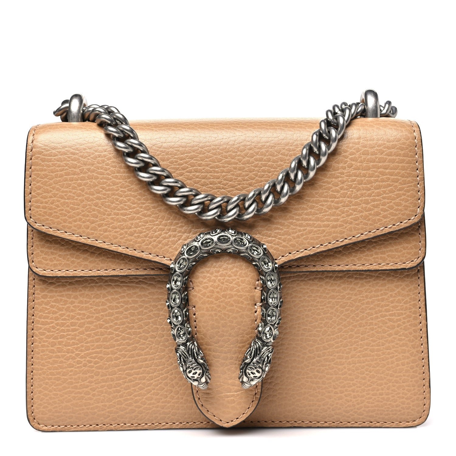 Gucci Dollar Calfskin Crystal Mini Dionysus Shoulder Bag Natural Tan Black Diamond