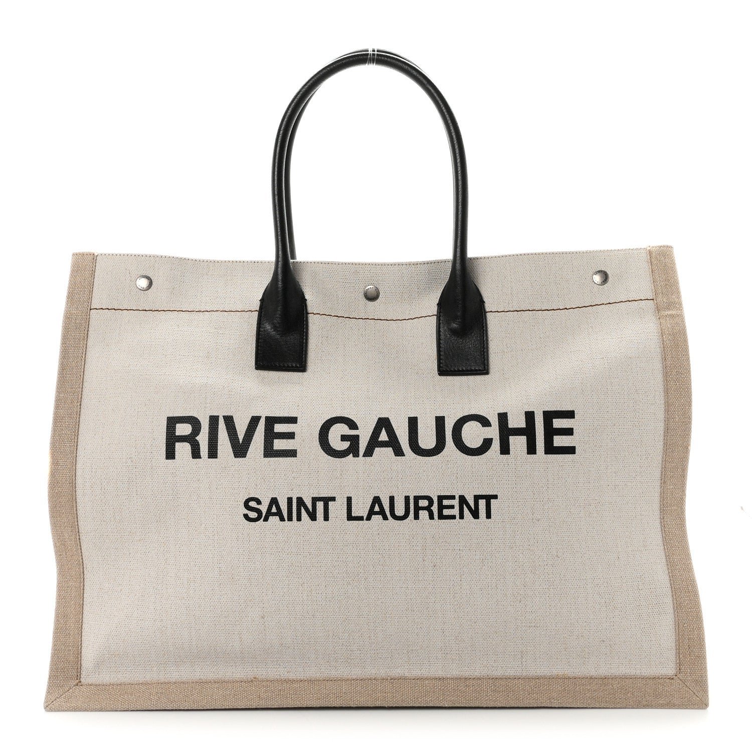 Linen Calfskin Small Rive Gauche Tote Optic White