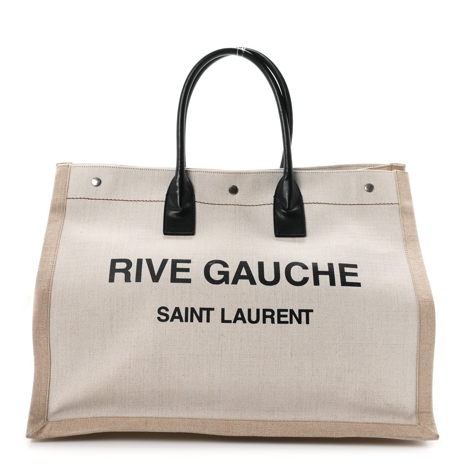 Saint Laurent Linen Calfskin Rive Gauche Tote Greggio Natural