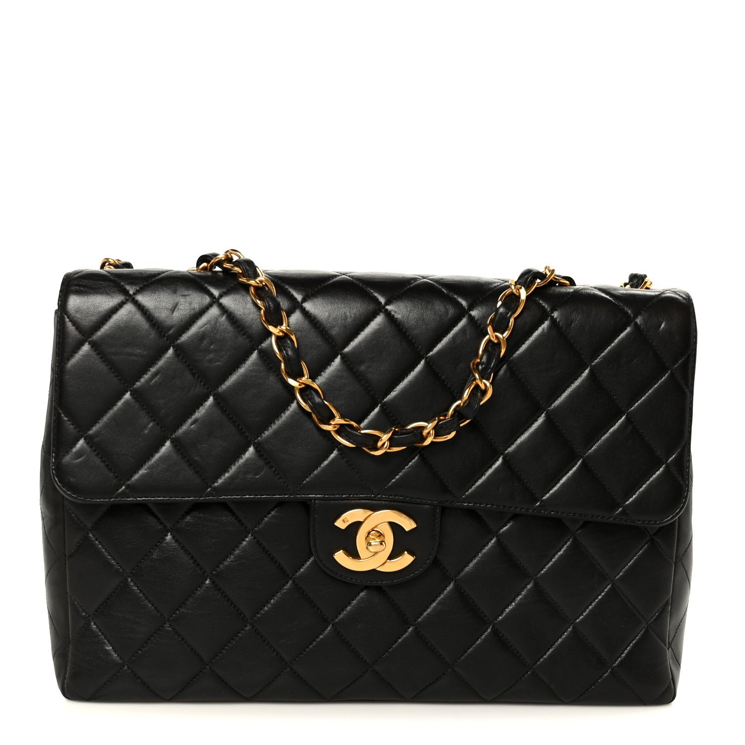 Chanel Lambskin Quilted Jumbo Single Flap Black