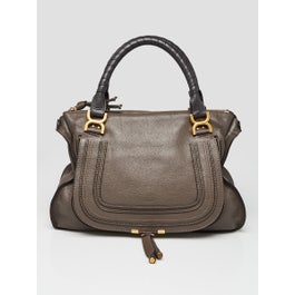 Chloe Cashmere Grey Pebbled Leather Large Marcie Satchel Bag