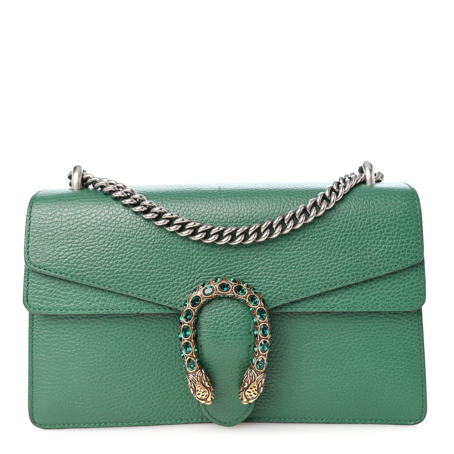 Gucci Dollar Calfskin Crystal Small Dionysus Shoulder Bag Emerald