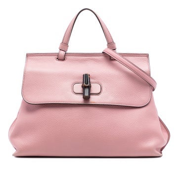 Medium Calfskin Bamboo Daily Satchel