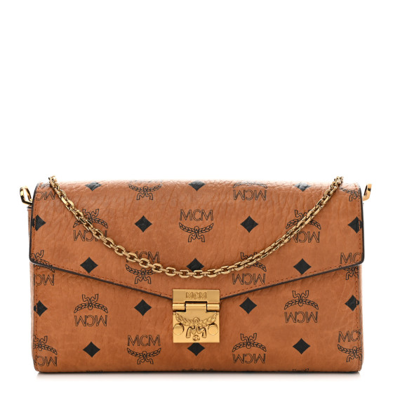 MCM Visetos Millie Wallet On Chain Cognac