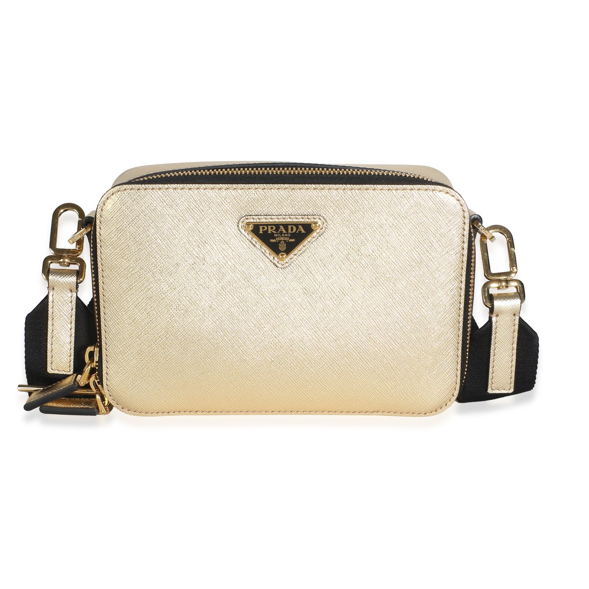 Gold Saffiano Travel Small Brique Crossbody Bag