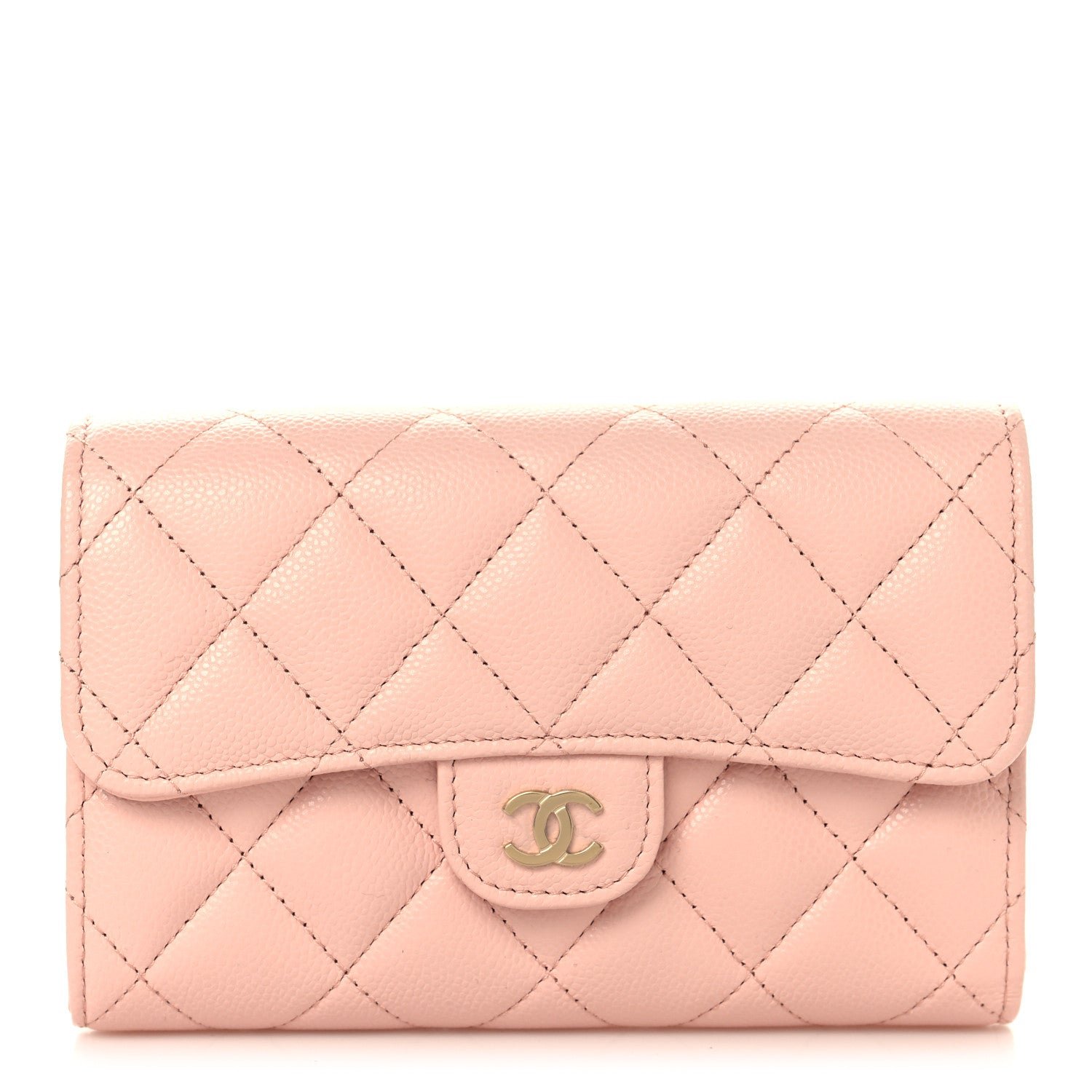 Chanel Caviar Quilted Medium Flap Wallet Light Pink