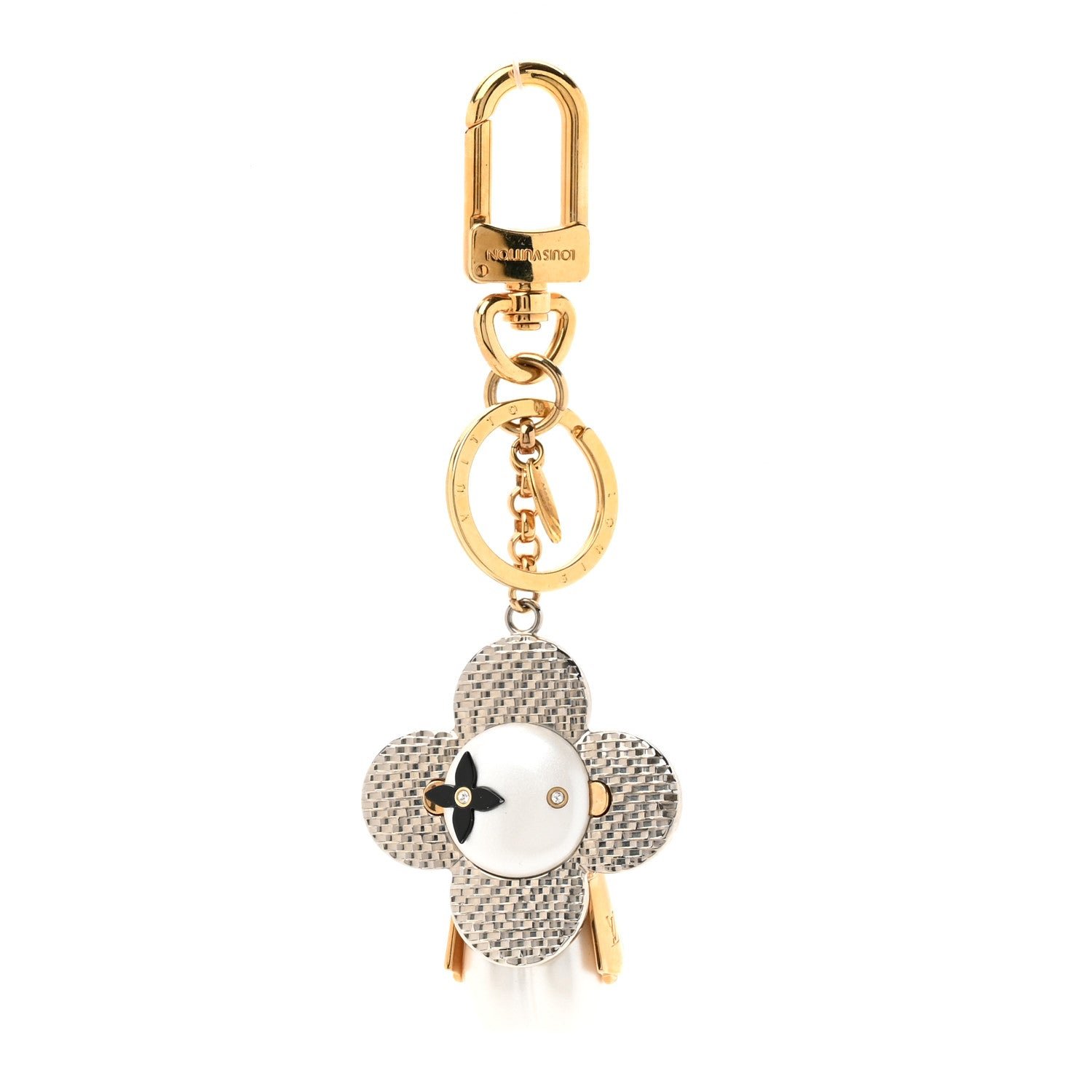 Louis Vuitton Giant Monogram Vivienne Bag Charm Key Holder Silver White Gold