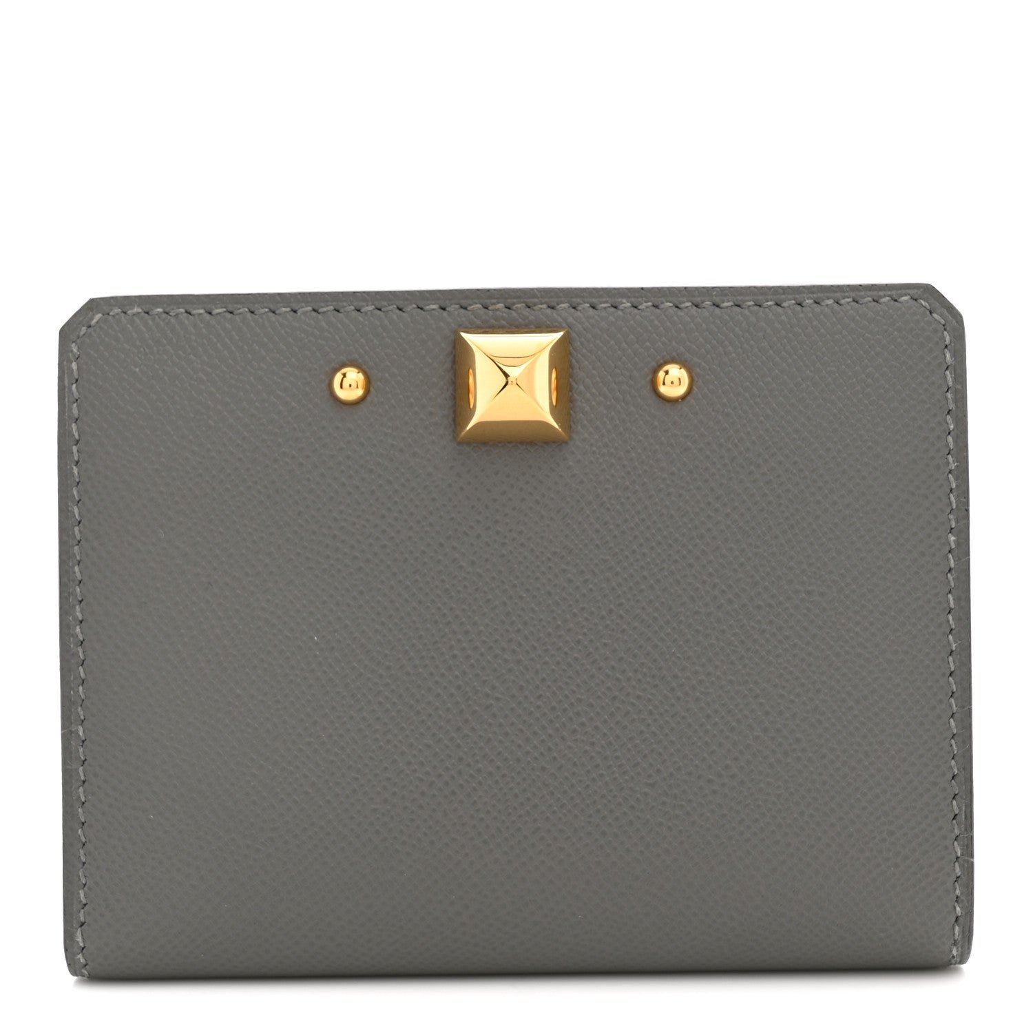 Hermes Madame Calfskin Medor Card Holder Gris Meyer