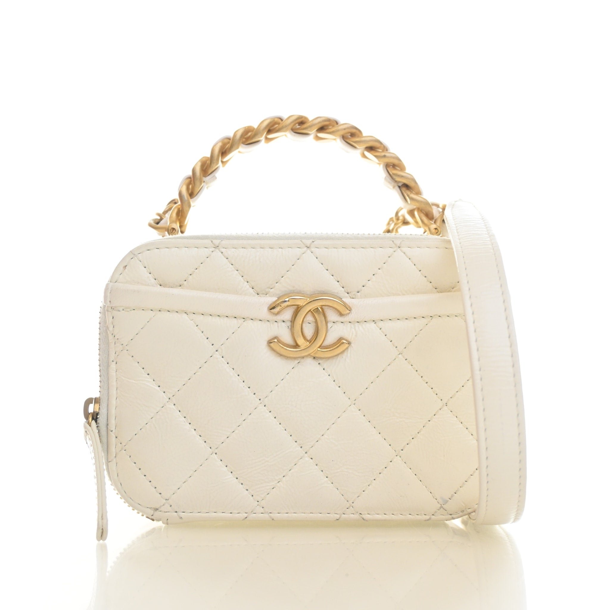 Chanel Mini Calfskin Vanity Top Handle With Chain