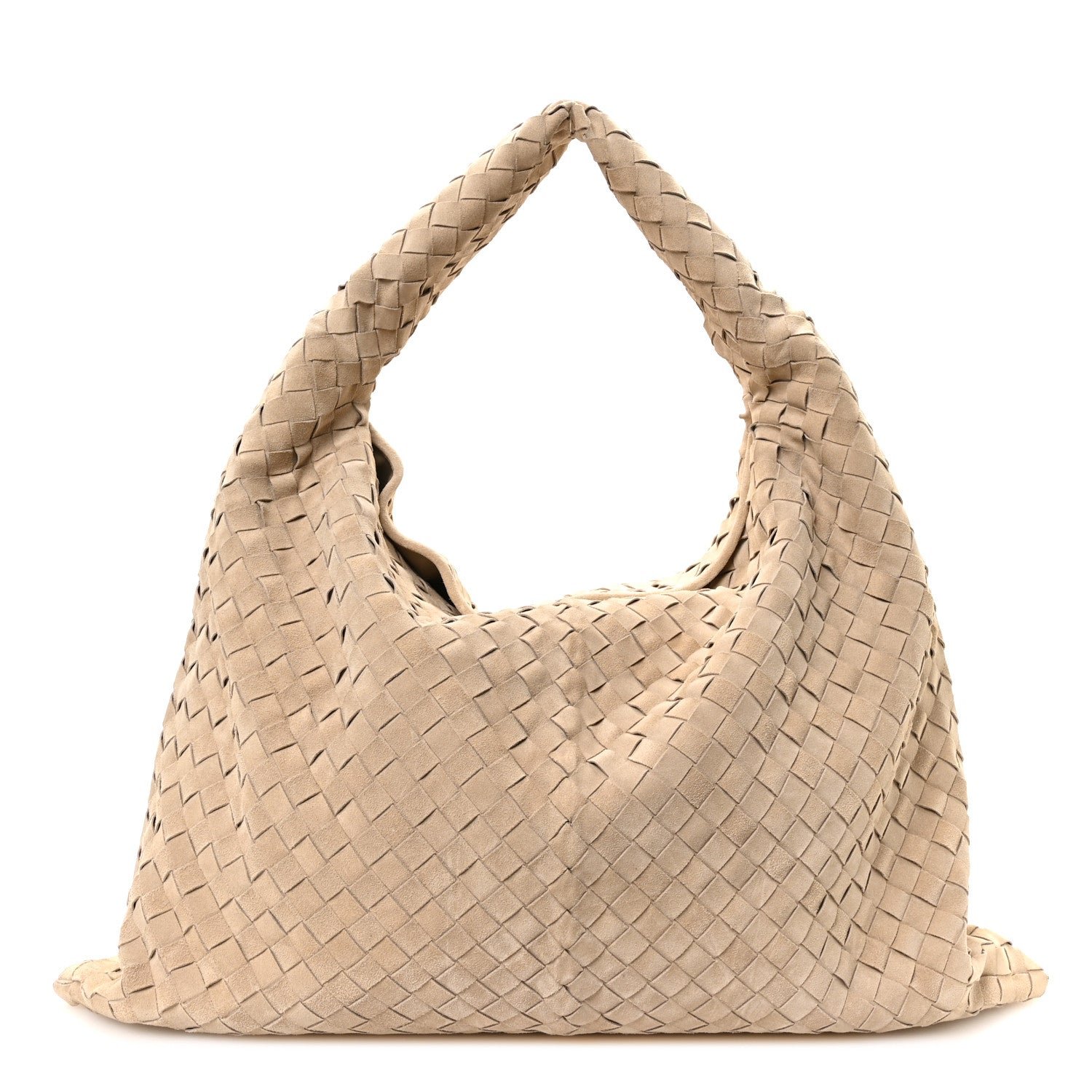 Bottega Veneta Suede Intrecciato Large Hop Ecru