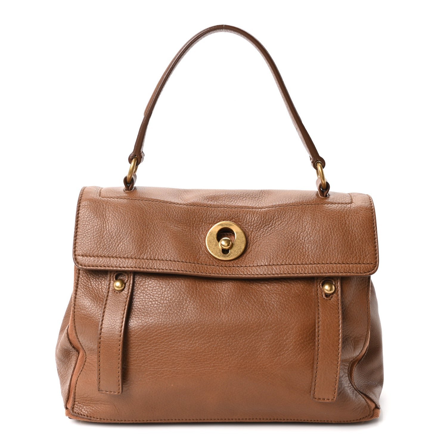 Saint Laurent Calfskin Canvas Medium Muse Two Brown