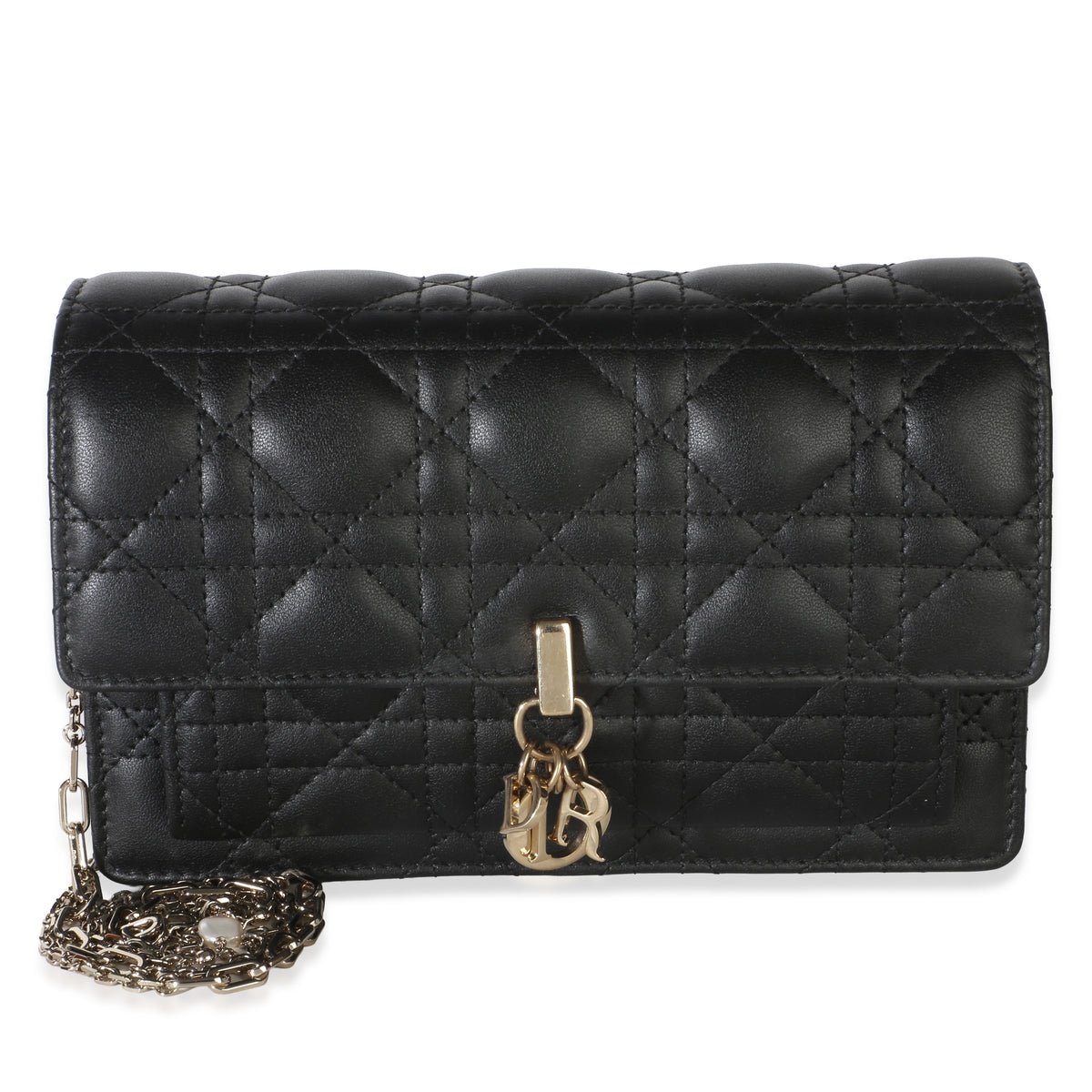 Black Lambskin Cannage My Dior Daily Chain Pouch