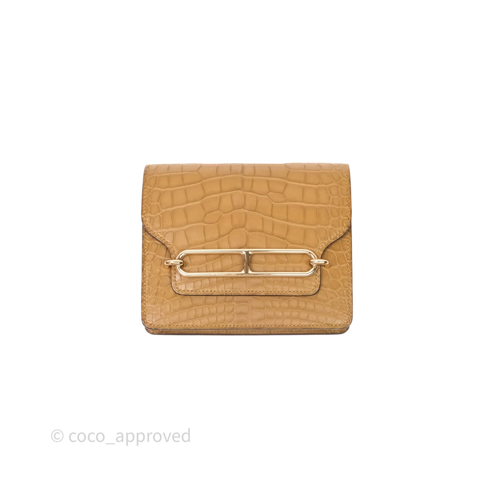 Hermès Roulis Slim Wallet Matte Alligator Mississippiensis Kraft 2H Gold Hardware