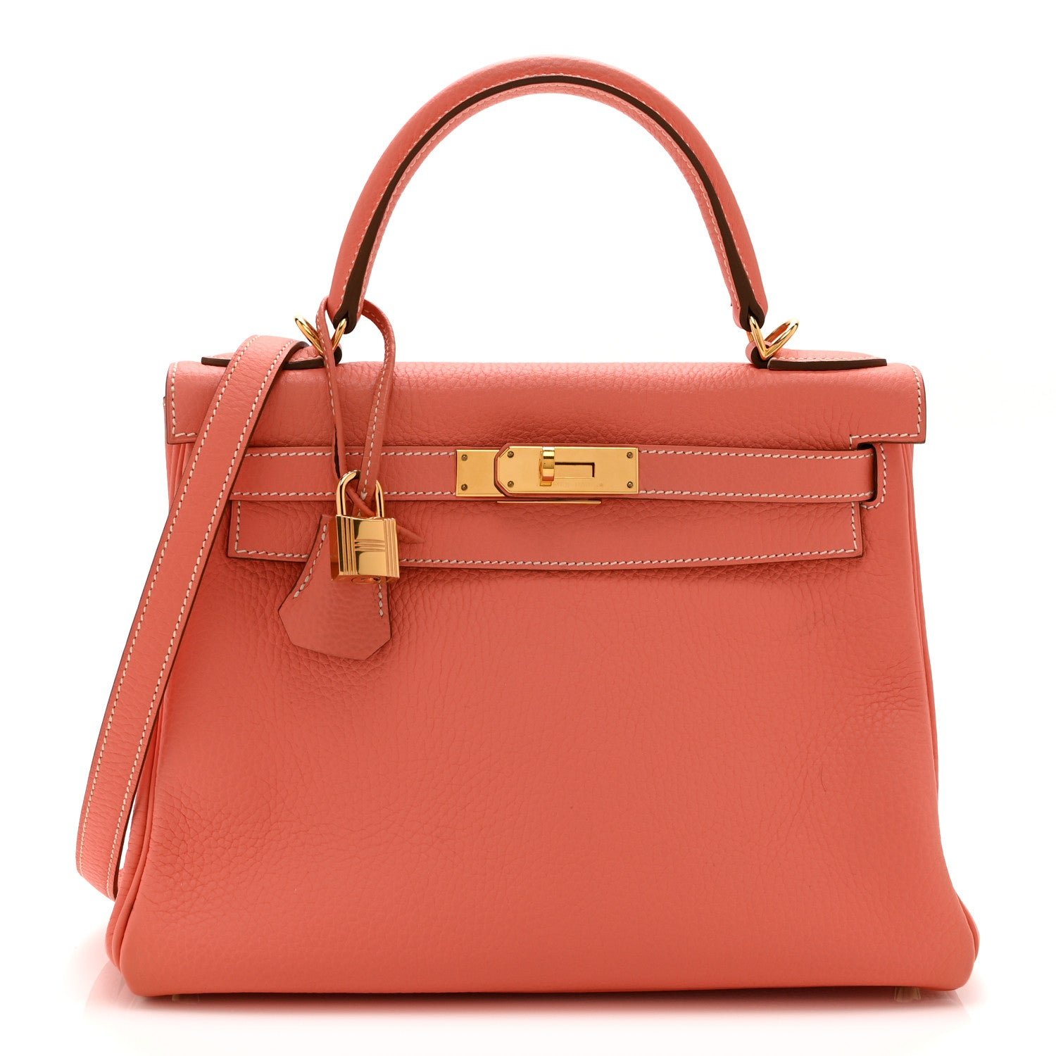 Hermes Taurillon Clemence Kelly Retourne 28  Flamingo
