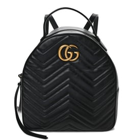 Gucci Calfskin Matelasse GG Marmont Dome Backpack Black