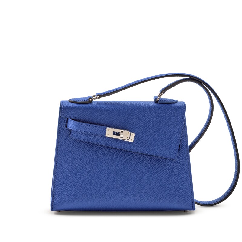 Hermes Limited Edition Bleu Saphir Epsom Kelly en Désordre 20 Sellier Palladium Hardware, 2023