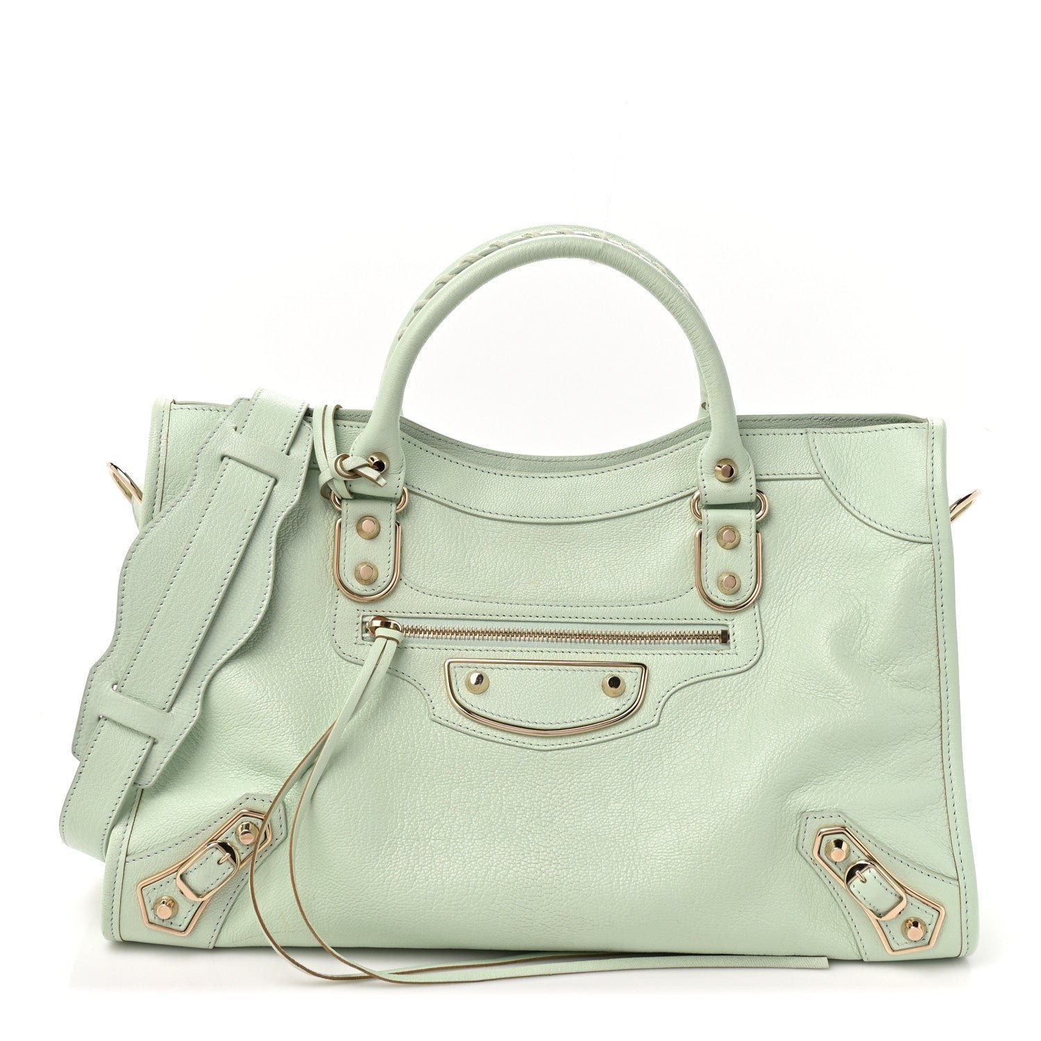 Balenciaga Chevre Gold Metallic Edge Hardware City Vert Anis