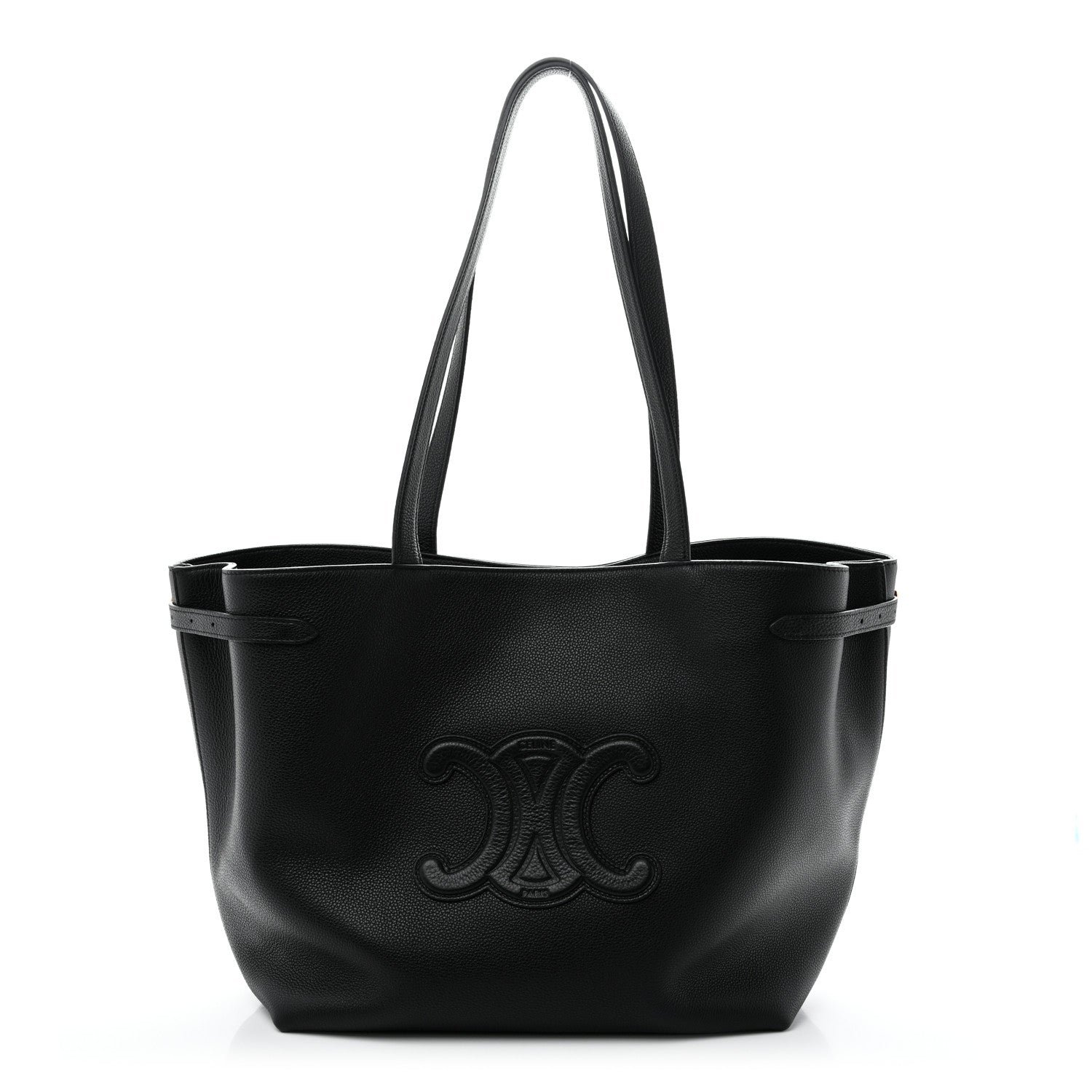 Celine Grained Calfskin Triomphe Medium Cabas Anais Black