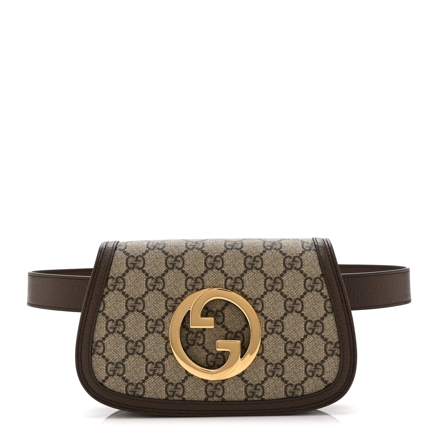 Gucci GG Supreme Monogram Textured Dollar Calfskin Blondie Belt Bag 85 34 Beige Ebony New Acero