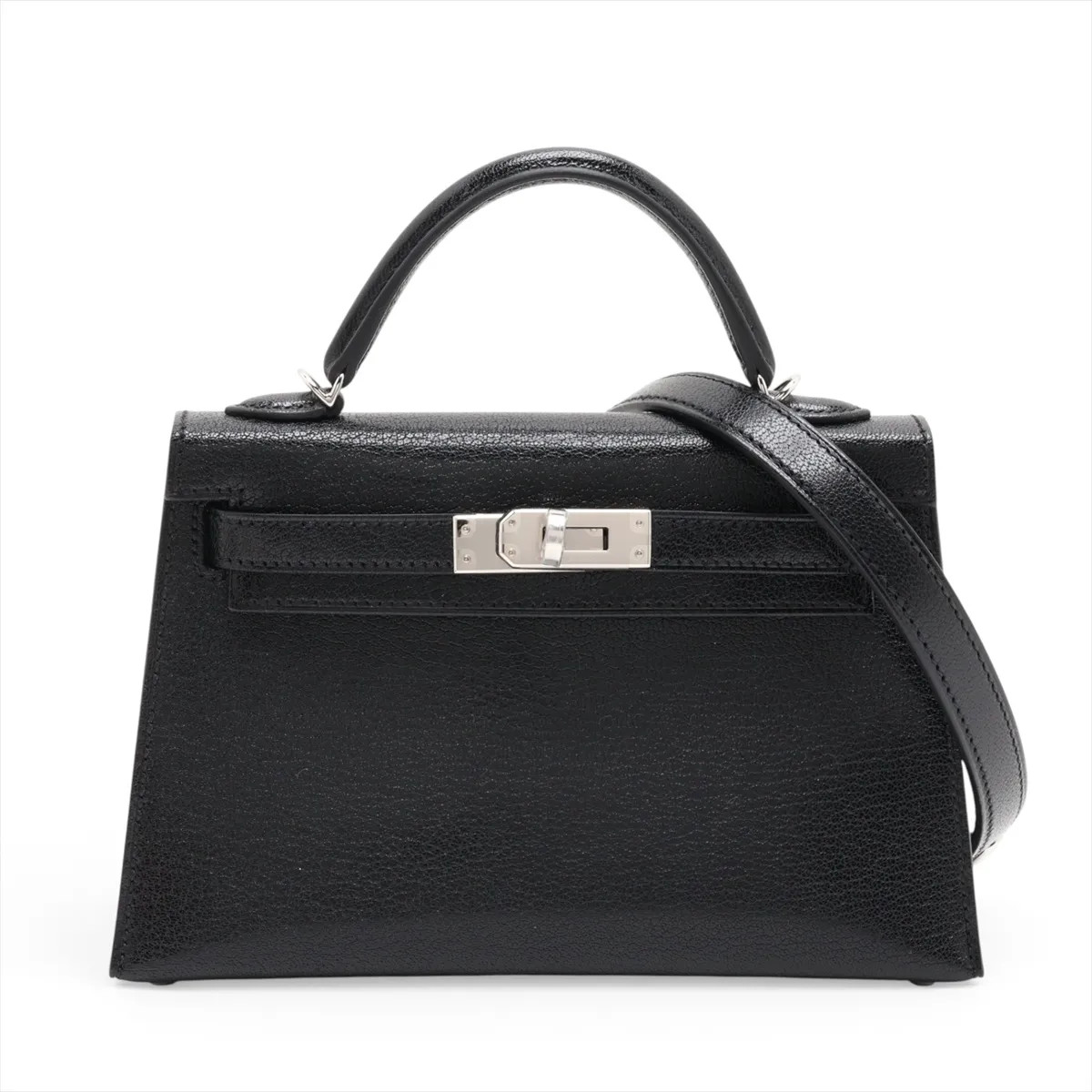 Hermès mini kelly 2 20 Clute Doo Cool Chevre Shamkila Black Silver Metal Fitting