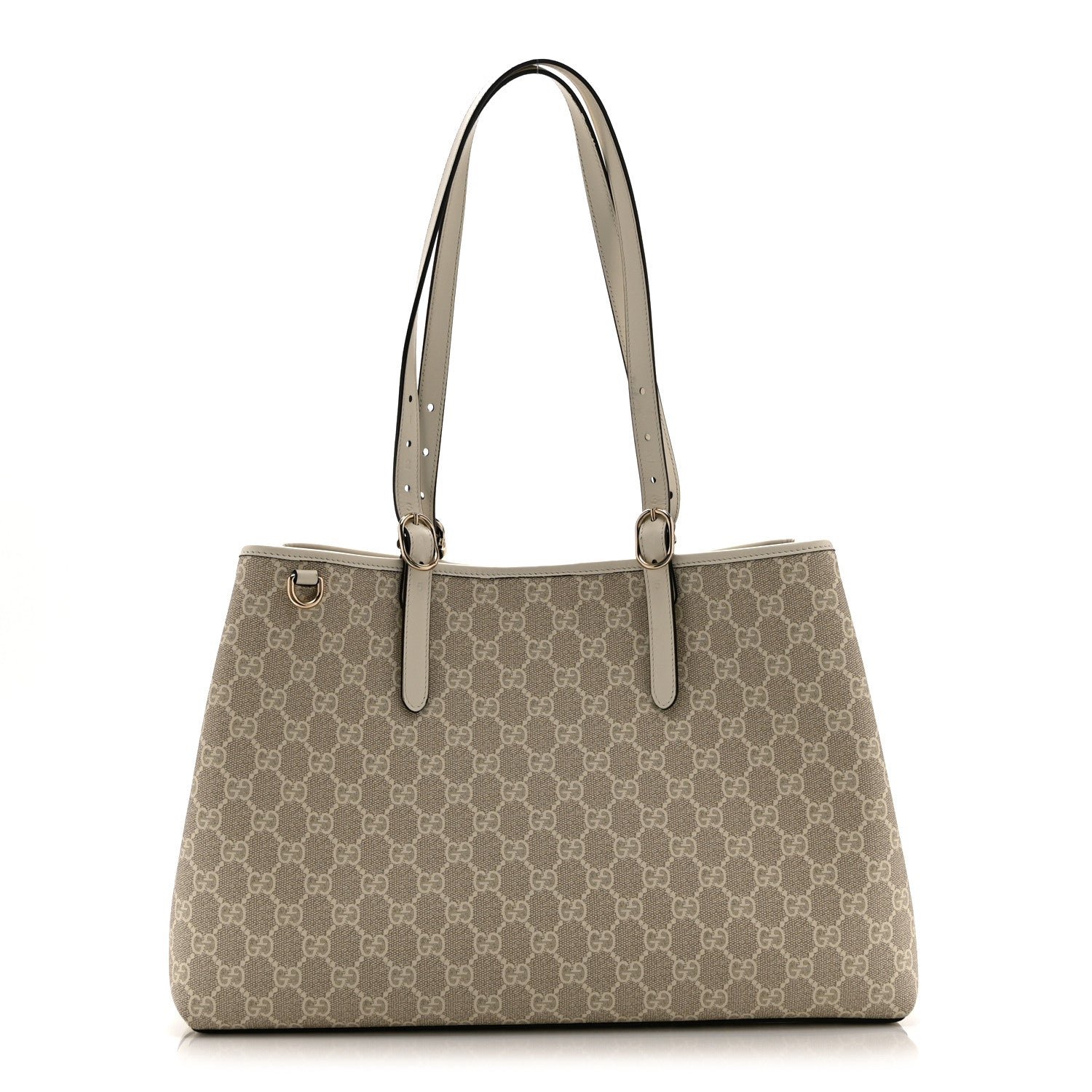 Gucci GG Supreme Monogram Emblem Large Tote Bag  Mystic White Oatmeal