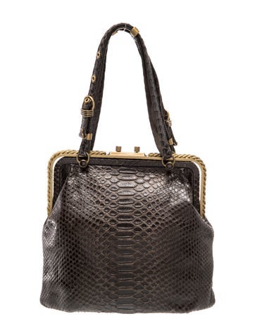 Snakeskin Top Handle Bag